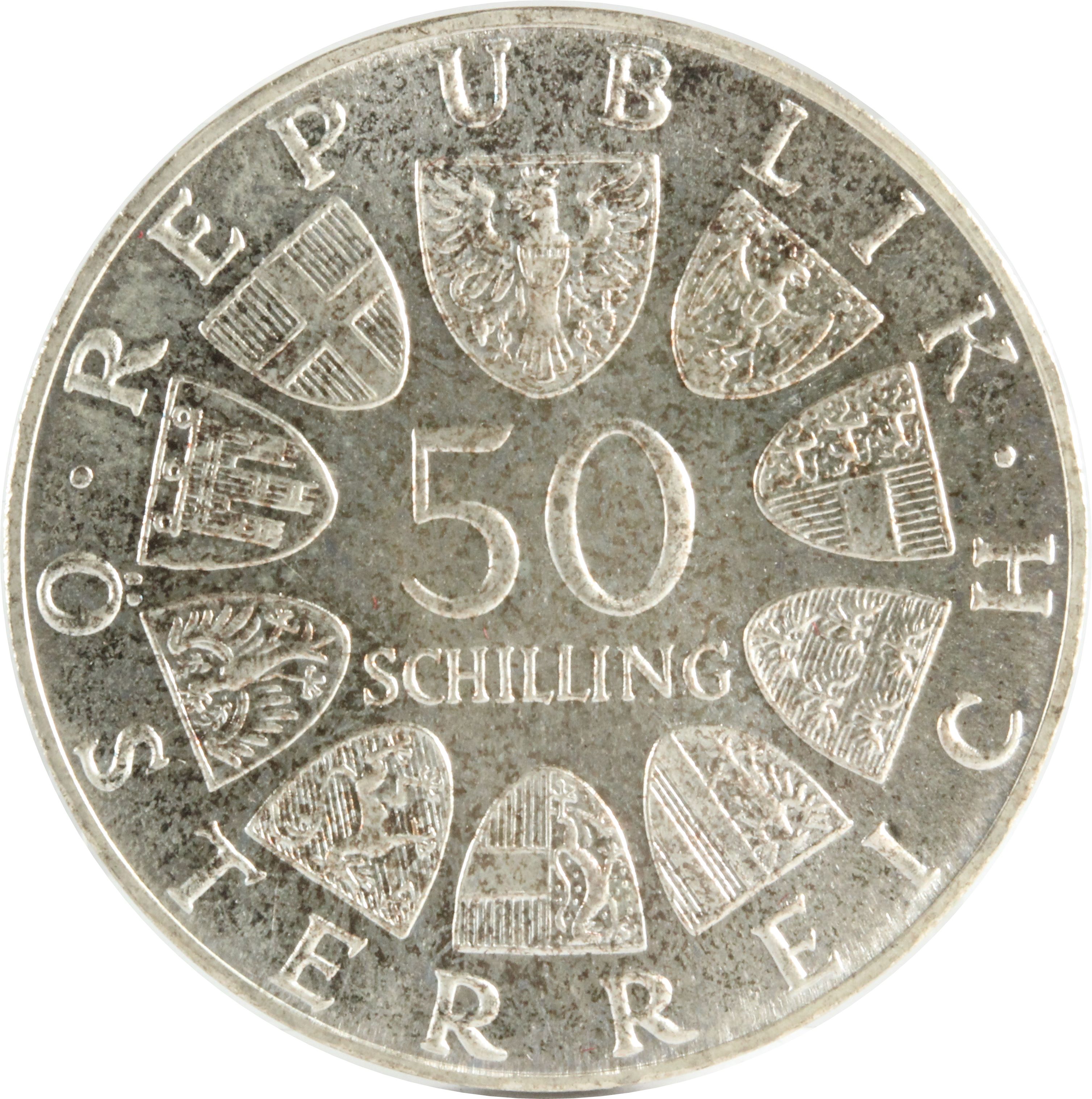 銀貨1970年Austria 50 Schilling Silver Coin