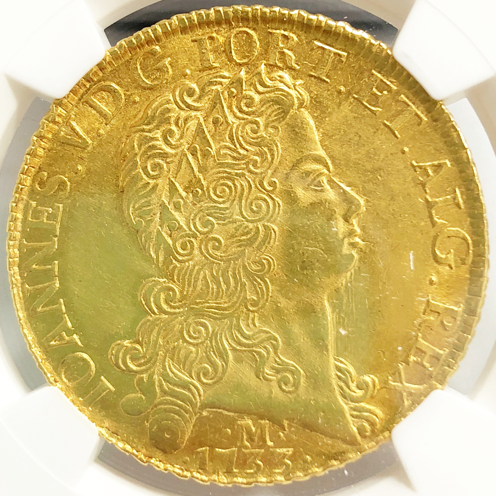 ブラジル 12800レイス金貨 1733M NGC(AU55) – Brazil 12800reis gold coin | ミスターコインズ