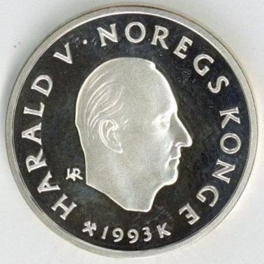 ノルウェー 100クローネ 銀貨 1994年 プルーフ 古銭 コイン 