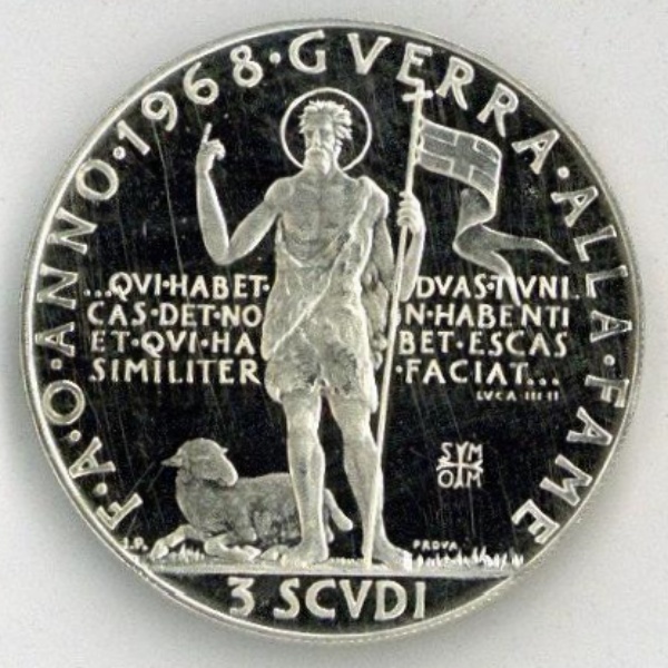 マルタ騎士団 3スクード 3SCUDI プルーフ 銀貨 1968年 未使用 古銭