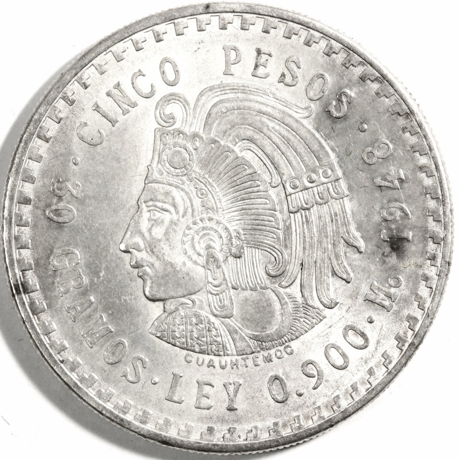 メキシコ 銀貨 アステカ チーフテン クアウテモック イーグル 5 ペソ