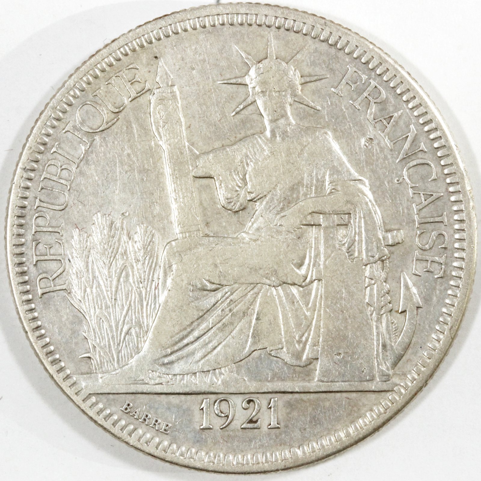 仏印1921年 1 ピアストル 貿易銀貨