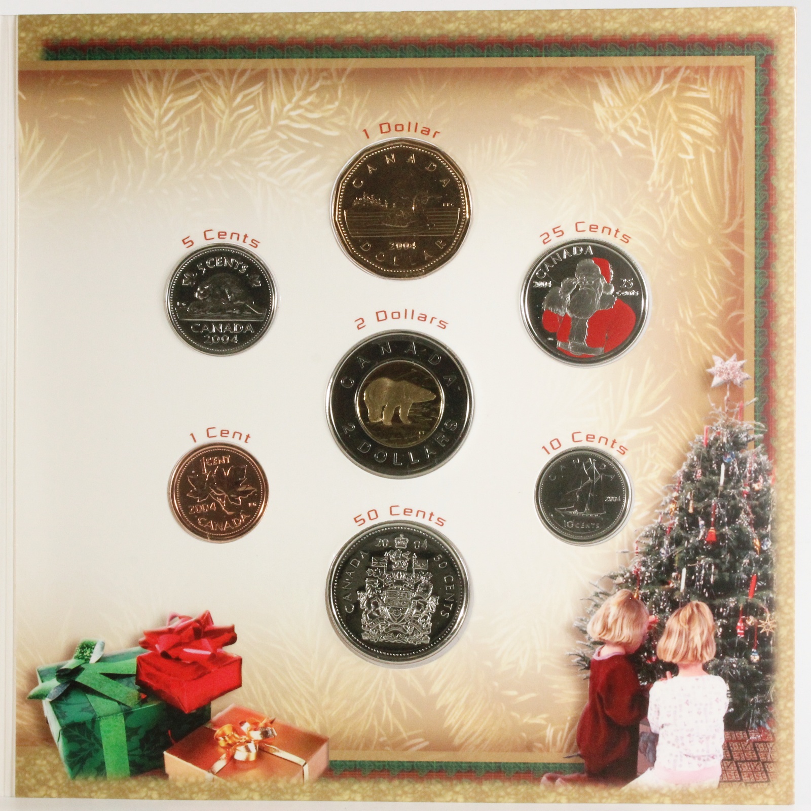 カナダ王室造幣局 2004年 ホリデーギフト 貨幣セット 7枚 銀貨 黄銅貨 ミントセット コインセット 古銭 コイン | ミスターコインズ