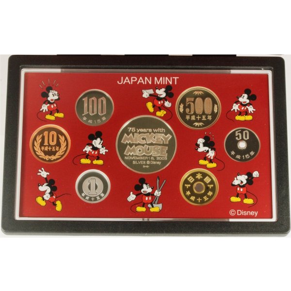 ミッキーマウス ディズニー 2003年 75周年 プルーフ貨幣セット 平成15