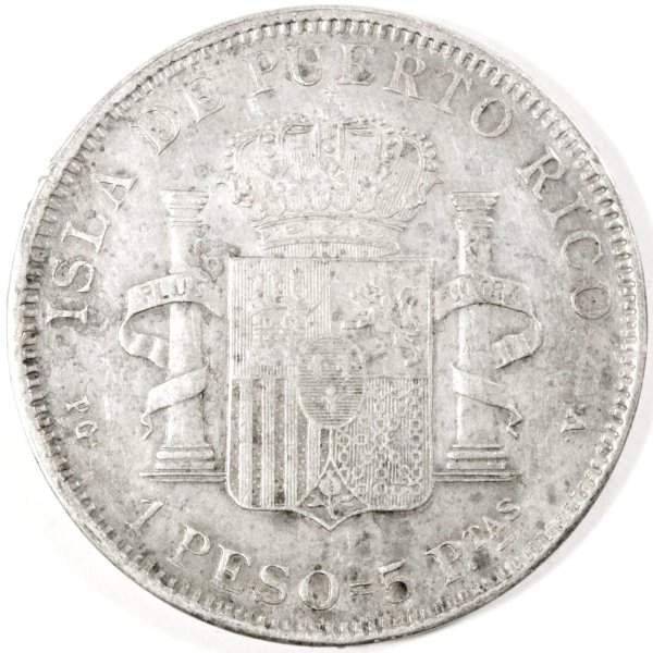 肌触りがいい 『NGC AU DETAILS』プエルトリコ1ペソ銀貨（1895年