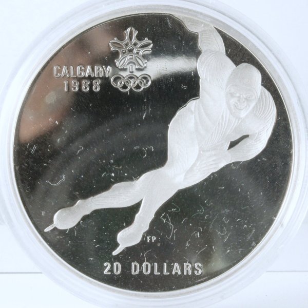 カナダ 20ドル 1985年 銀貨 プルーフ 未使用 カルガリーオリンピック