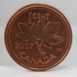 カナダ 2007年 1セント硬貨 ペニー メープルリーフ エリザベス