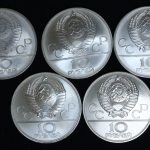 ソ連 10ルーブル銀貨 モスクワ五輪記念 5枚セット SV900 地金
